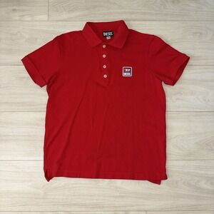 Diesel T-Smith Patch Logo Polo Shirt Mens Small Red Short Sleeve Preppy Classic